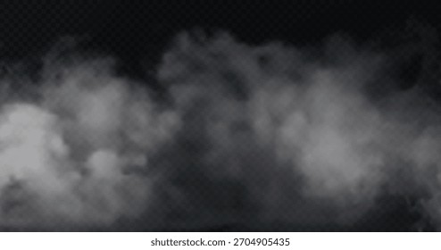 White smoke or clouds on a transparent background 