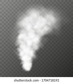 White smoke, erupting geyser, hot steam isolated on transparent background. Thick white cloud or vapor, huge natural disaster concept. Vector illustration.