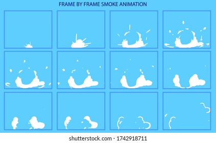 White Smoke Explosion Vector Frame by Frame Animation For 2D Animation video, Info-graphics, Motion-graphics