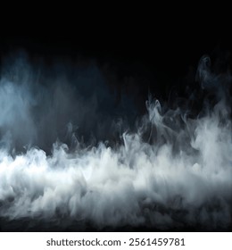 White smoke or fog flowing across the floor creates a mysterious and ethereal atmosphere