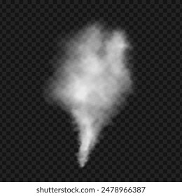 White smoke or fog isolated on transparent background. Vector realistic element steam or mist