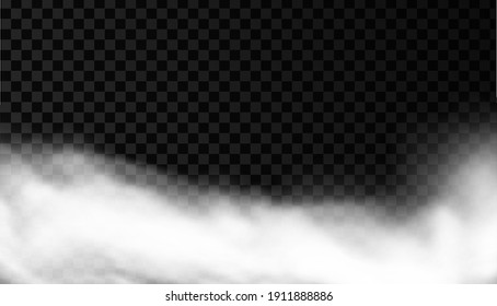 White smoke or fog vector background. Isolated mist transparent effect. Steam texture illustration. Powder explosion concept.