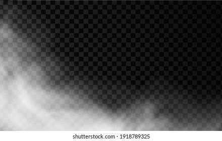 White smoke or fog vector background. Isolated mist transparent effect. Steam texture illustration. Powder explosion concept.