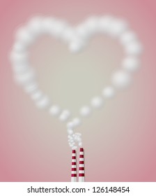 White Smoke Heart from Chimney Vector Background