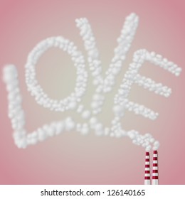 White Smoke Love from Chimney Vector Background