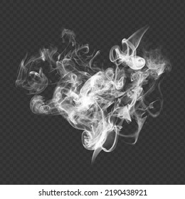 White smoke on transparent background. Realistic smoke, fog, cloud.