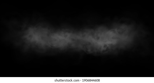 White Smoke Puff Isolated On Transparent Black Background. PNG. Steam Explosion Special Effect. Effective Texture Of Steam, Fog, Smoke Png. 