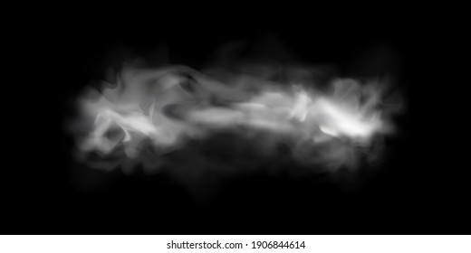 White smoke puff isolated on transparent black background. PNG. Steam explosion special effect. Effective texture of steam, fog, smoke png. Vector.	
