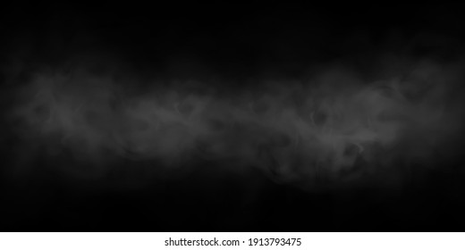 White smoke puff isolated on transparent black background. PNG. Steam explosion special effect. Effective texture of steam, fog, smoke png. Vector.	
