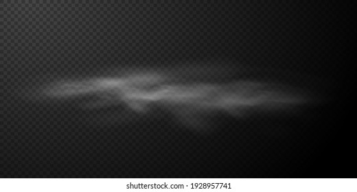 White Smoke Puff Isolated On Transparent Black Background. PNG. Steam Explosion Special Effect. Effective Texture Of Steam, Fog, Smoke Png. Vector.	
