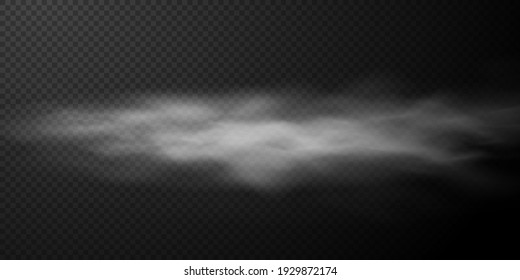 White Smoke Puff Isolated On Transparent Black Background. PNG. Steam Explosion Special Effect. Effective Texture Of Steam, Fog, Smoke Png. Vector.	
