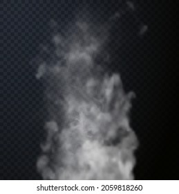 White Smoke Puff Isolated On Transparent Black Background. PNG. Steam Explosion Special Effect. Effective Texture Of Steam, Fog, Smoke Png. Vector. 