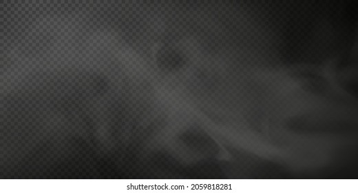 White Smoke Puff Isolated On Transparent Black Background. PNG. Steam Explosion Special Effect. Effective Texture Of Steam, Fog, Smoke Png. Vector. 