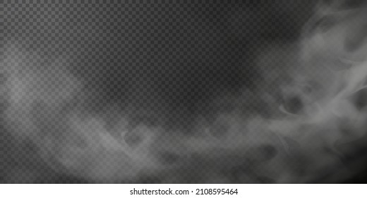 White Smoke Puff Isolated On Transparent Black Background. PNG. Steam Explosion Special Effect. Effective Texture Of Steam, Fog, Smoke Png. Vector Illustration	
