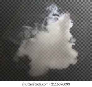 White Smoke Puff Isolated On Transparent Black Background. PNG. Steam Explosion Special Effect. Effective Texture Of Steam, Fog, Smoke Png. Vector.