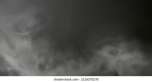 White smoke puff isolated on transparent black background. PNG. Steam explosion special effect. Effective texture of steam, fog, smoke png. Vector. - Shutterstock ID 2116370270