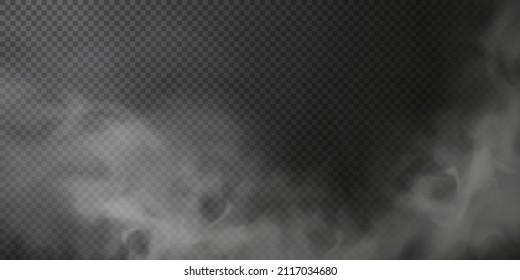 White Smoke Puff Isolated On Transparent Black Background. PNG. Steam Explosion Special Effect. Effective Texture Of Steam, Fog, Smoke Png. Vector.	
