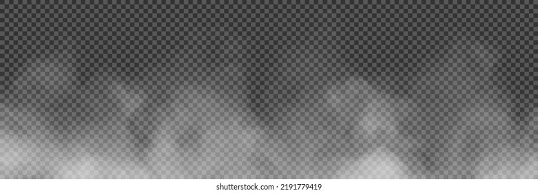 White smoke puff isolated on transparent black background.. Steam explosion special effect. Effective texture of steam, fog, cloud, smoke.  Stock royalty free vector illustration. PNG