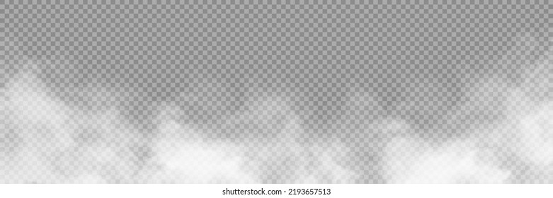 Fuma blanca aislada sobre fondo negro transparente. Efecto especial de la explosión de vapor. Textura efectiva de vapor, niebla, nube, humo.  Ilustración vectorial libre de regalías de acciones. PNG