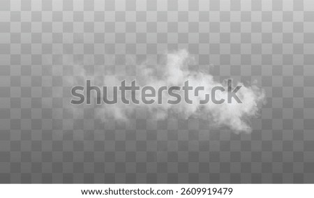 White smoke puff isolated on transparent black background. PNG. Steam explosion special effect. Effective texture of steam, fog, smoke png. Vector.	