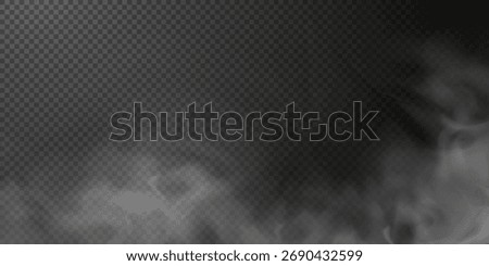 White smoke puff isolated on transparent black background. PNG. Steam explosion special effect. Effective texture of steam, fog, smoke png. Vector.