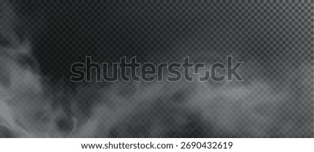 White smoke puff isolated on transparent black background. PNG. Steam explosion special effect. Effective texture of steam, fog, smoke png. Vector.