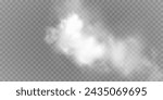 White smoke from space rocket launch on transparent background. Foggy trail airplane or jet. Vector realistic illustration