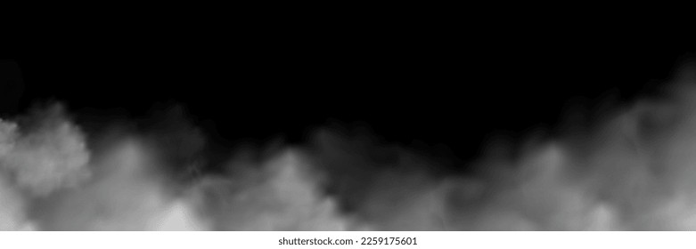 White smoke texture isolated on transparent background. Steam special effect. Realistic vector fire smoke or mist Stock royalty free vector illustration. PNG	
