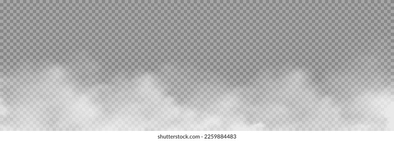 White smoke texture isolated on transparent background. Steam special effect. Realistic vector fire smoke or mist Stock royalty free vector illustration. PNG	
