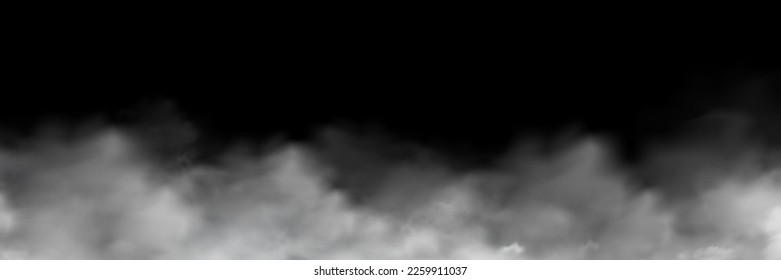 White smoke texture isolated on transparent background. Steam special effect. Realistic vector fire smoke or mist Stock royalty free vector illustration. PNG	
