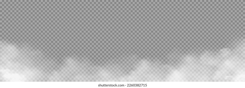 White smoke texture isolated on transparent background. Steam special effect. Realistic vector fire smoke or mist Stock royalty free vector illustration. PNG	
