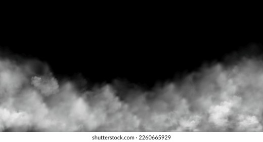 White smoke texture isolated on transparent background. Steam special effect. Realistic vector fire smoke or mist Stock royalty free vector illustration. PNG	
