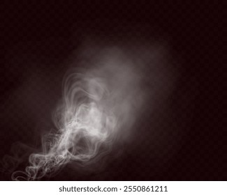 	
White smoke, vape, fog, smog. Illustration of smoke on a transparent background.