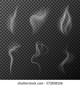 White smoke waves transparent