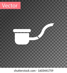 White Smoking pipe with smoke icon isolated on transparent background. Tobacco pipe.  Vector Illustration