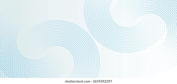 White smooth abstract background. Modern blue circle lines pattern. Futuristic concept. Minimal geometric design. Clean soft texture.