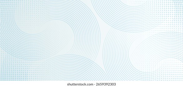 White smooth abstract background. Modern blue circle lines pattern. Futuristic concept. Minimal geometric design. Clean soft texture.