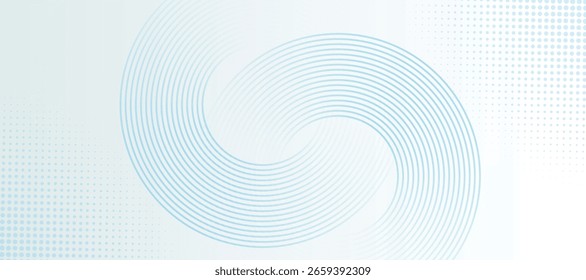White smooth abstract background. Modern blue circle lines pattern. Futuristic concept. Minimal geometric design. Clean soft texture.