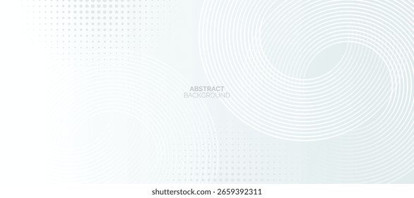 White smooth abstract background. Modern circle lines pattern. Futuristic concept. Minimal geometric design. Clean soft texture.