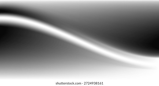 Rayas abstractas lisas blancas sobre fondo negro. Diseño monocromático borroso de Vector


