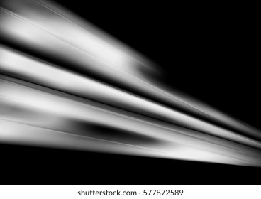 White smooth abstract stripes on black background. Vector blurred monochrome design