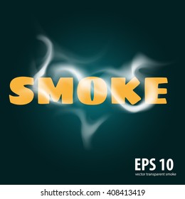 white smooth smoke effect background isolated on transparent, decoration design element abstract cloud texture, curve wave of fog in motion vector illustration, light steam from fire in shape