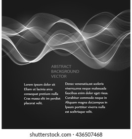 White smooth waves abstract background. The black Design brochure creative template