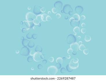 White Snail Background Blue Vector. Scallop Watercolor Design. Abstract Pattern. Ultramarine Starfish Collection Graphic.