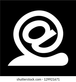 white snail - email icon, vector illustration