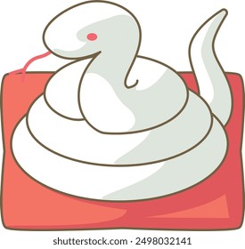 A white snake coiled on a cushion