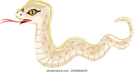 Una serpiente blanca aislada sobre fondo blanco. Año de la Serpiente. Ilustración vectorial.