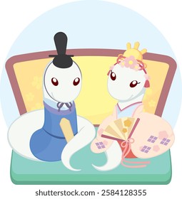 White Snake in Japanese Traditional Costume