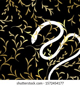 white snake and luxury flower background