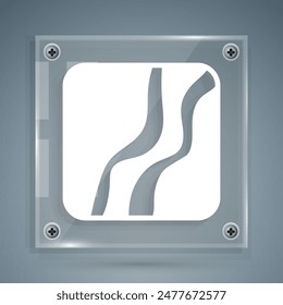 White Snake paw footprint icon isolated on grey background. Square glass panels. Vector